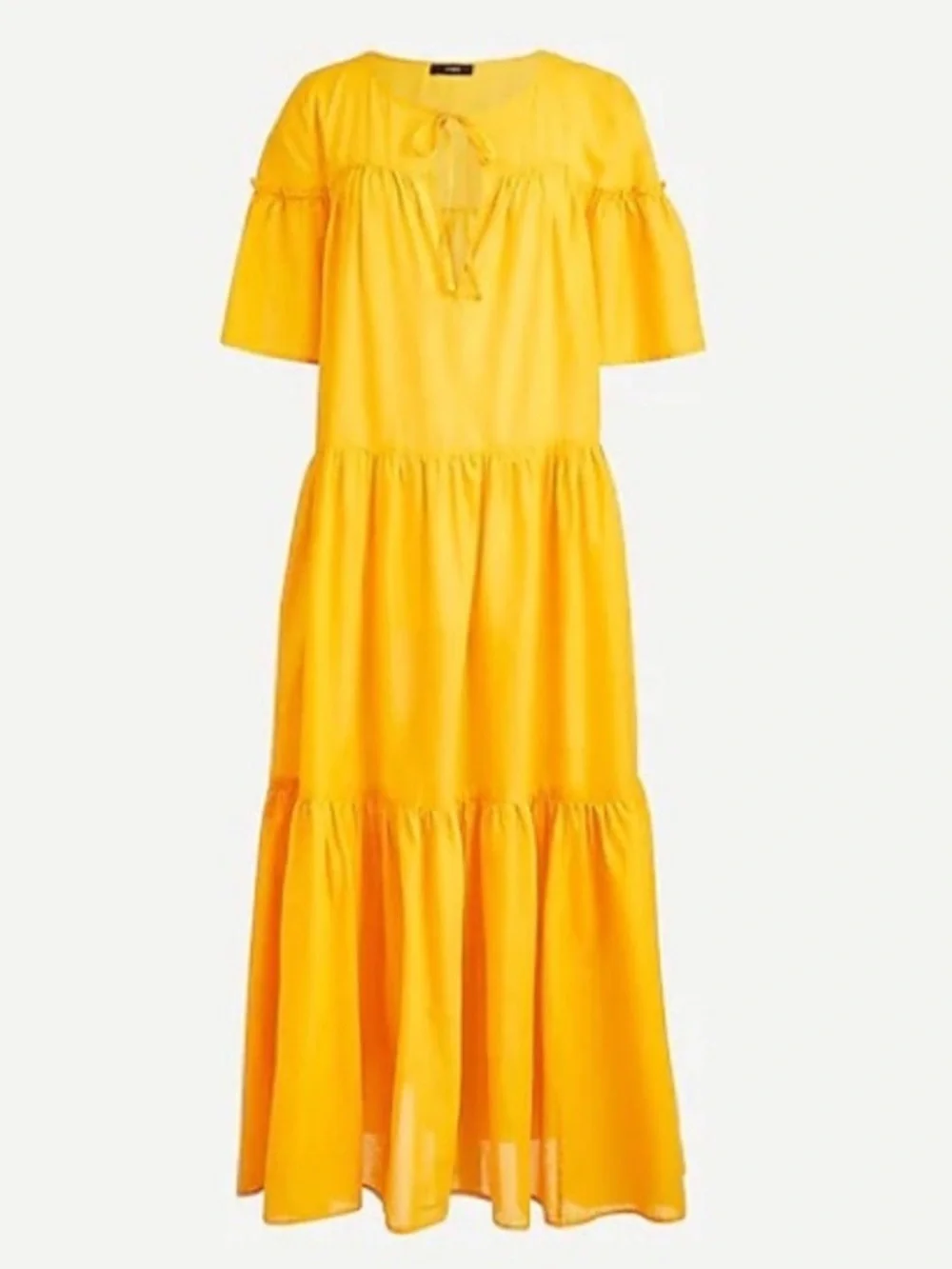 J.Crew Tiered Cotton Voile Beach Dress XL Warm Sunflower Yellow Maxi